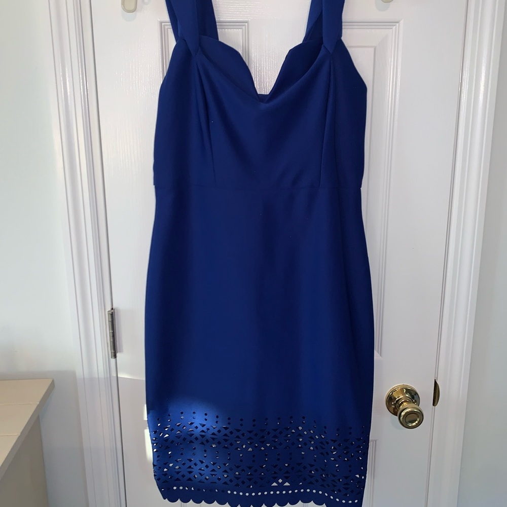 Bisou Bisou blue off the shoulder midi dress